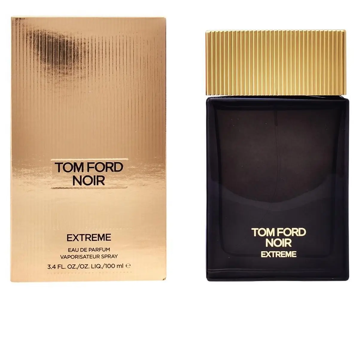 Tom Ford Noir Extreme Eau de Parfum - luxe zwarte flacon met gouden details, perfect voor een verfijnde en intense geurervaring.