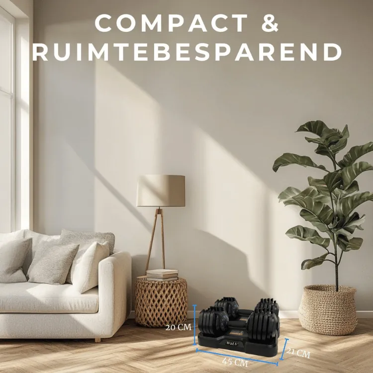 Eenvoudig gewicht aanpassen van verstelbare dumbbells met één hand