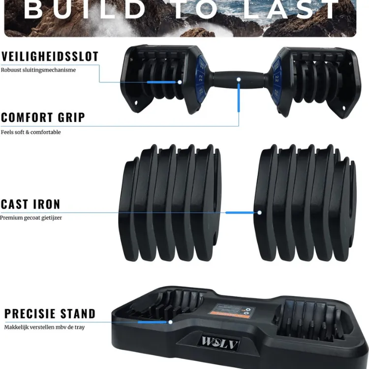Vergelijking gebruiksgemak tussen WOLV verstelbare dumbbells en klassieke dumbbells
