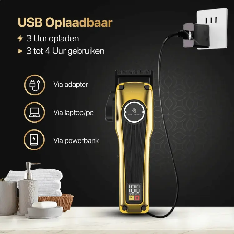 Professionele kapper gebruikt de Wellshave all-in-one tondeuse, ontworpen voor professioneel gebruik met ultieme precisie
