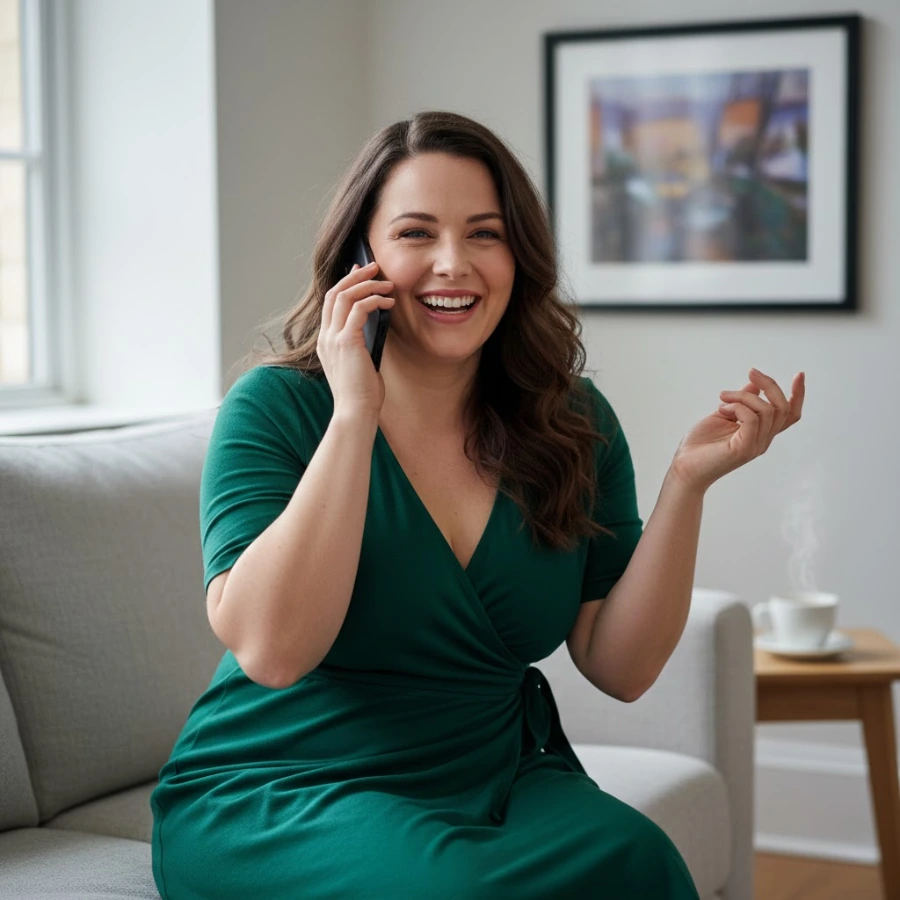 Hete vrouw telefoongesprek